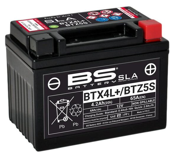 BS Battery SLA Battery Maintenance-Free Factory Activated - BTX4L+ / BTZ5S 