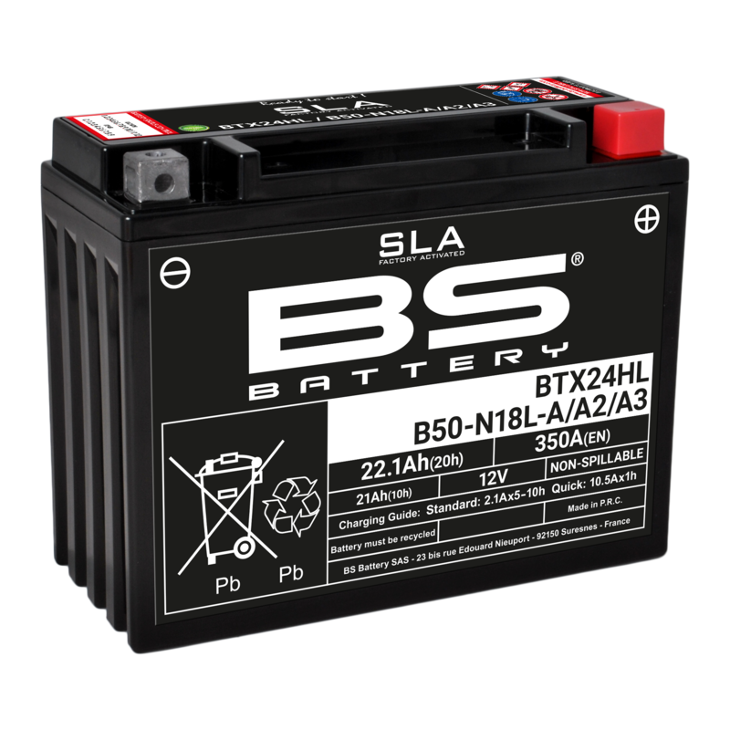 BS BATTERIE SLA ENTREPRISE BATTERIE ENTREPRISE Activé BTX24HL / B50 N18L-A / A2 / A3