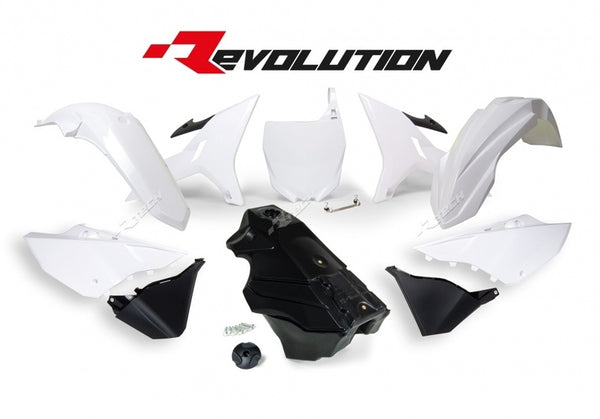 Racetech Revolution Kit en plastique + réservoir de gaz noir / blanc yamaha yz125 / 250 R-kityz0-bn0-016