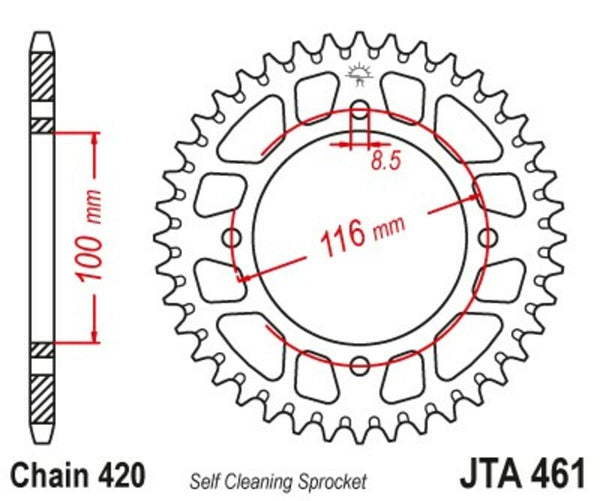 Pignon arrière autonome en aluminium JT Sprock's Sprocket 461-420 JTA461.51BLK
