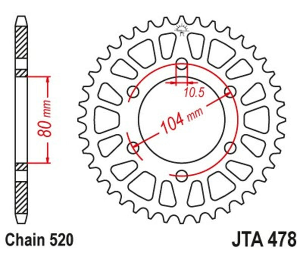 Pignon arrière autonome en aluminium JT Sprock's Sprocket 478-520 JTA478.43BLK