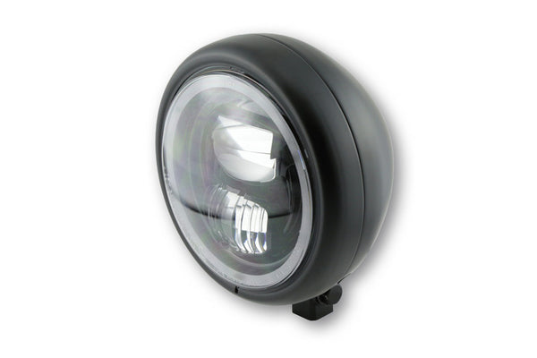 Highsider 5 3/4 "LED phares PECOS TYPE 7 AVEC RONNEMENT DE LA LUMIÈRE, NOIR MATTE, E-approuvé