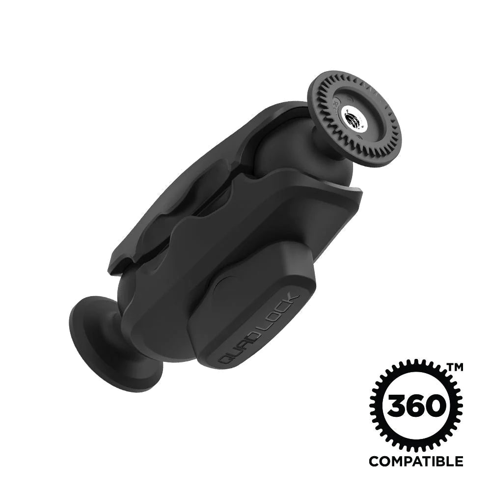 QuadLock 360 Dual Pivot Arm i robust svart design med 360-kompatibilitet. Idealisk för mobiltelefonmontering.