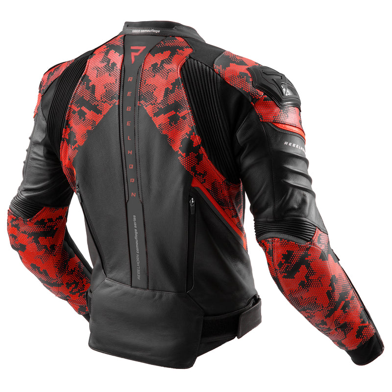 Rebelhorn mc-cuer veste veloce noir / camo rouge