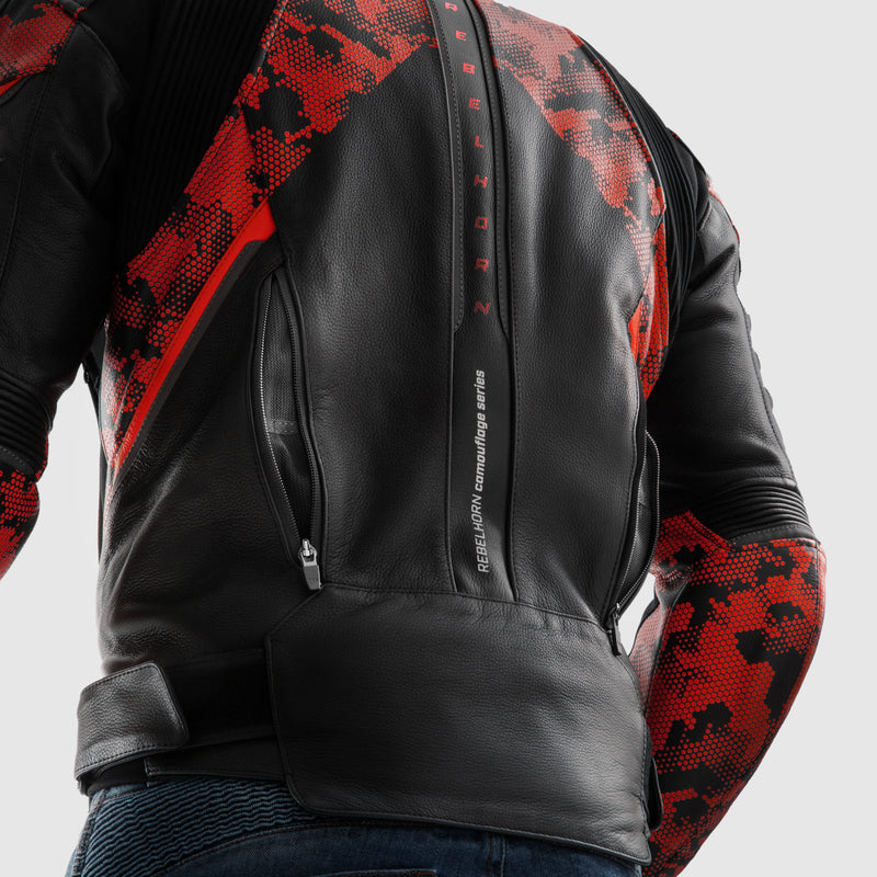 Rebelhorn mc-cuer veste veloce noir / camo rouge