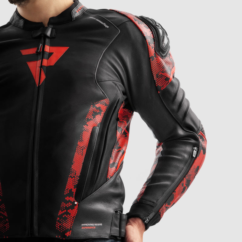 Rebelhorn mc-cuer veste veloce noir / camo rouge