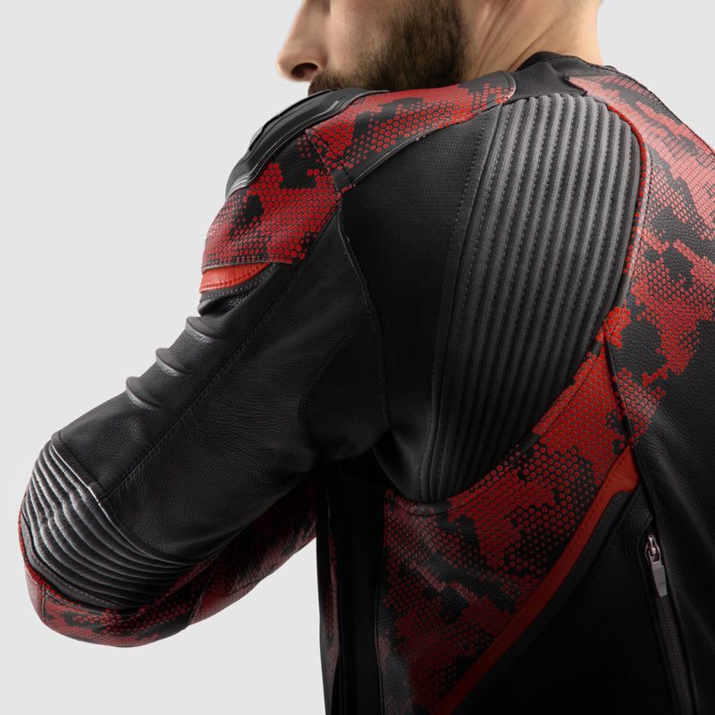 Rebelhorn mc-cuer veste veloce noir / camo rouge