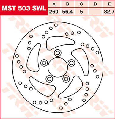 TRW REAR BRAKE DISC XL SWEPT LEFT MST503SWL