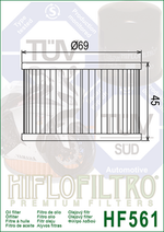 HIFLOFILTRO Oil Filter - HF561 HF561