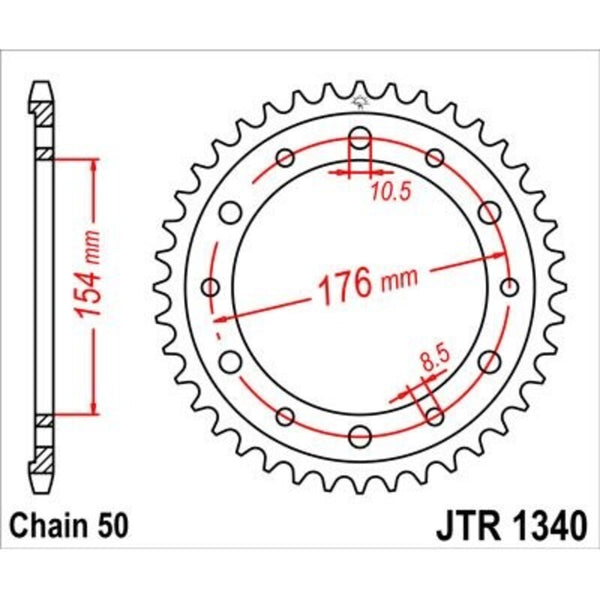 Jt sprockets zinc standard arrière standard 1340 - 530 jtr1340.43zbk