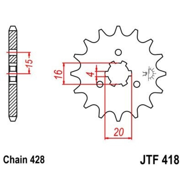 JT Sprock's Steel Standard Front Sprocket 418 - 428 JTF418.15