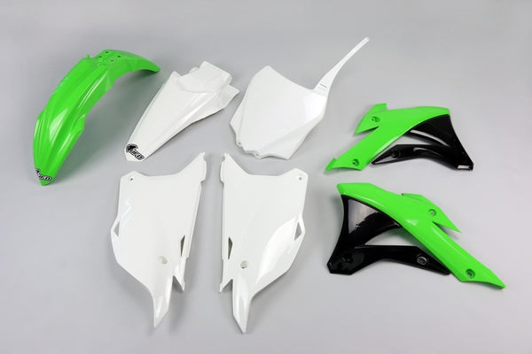 Couleur OEM Kit en plastique UFO (2014) vert / blanc / noir kawasaki kx85 kakit22 @ 999