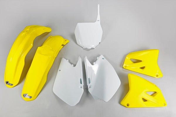 Kit en plastique d'ufo Couleur OEM jaune / blanc suzuki rm125 / 250 sukit406 @ 999