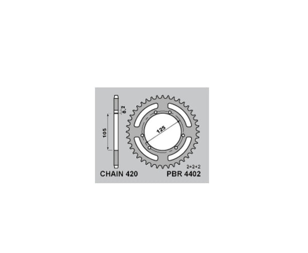 PBR Standard Steel Reary Sprock 4402 - 420 4402 52 F