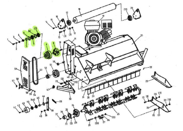 Art de pièce de rechange Flémeuse Fléau SLH120 - Embrayage complet - Vues explosées n ° 5 / 6/7/8/9 MFP120.00.017
