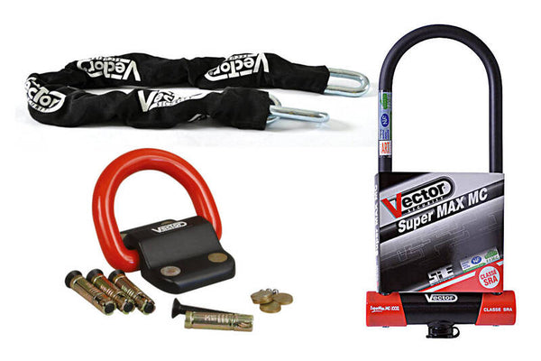 Vector Antift Kit-Super-Super Max L2 U-Lock Ø16mm + chaîne Ø13 mm / 1,3 m + Fattage Ø22 mm