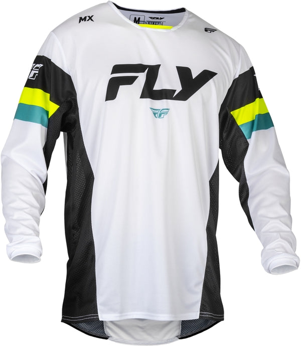 Fly Racing Kinetic Prix Jersey-White / Black / Hi-Vis 377-4232X