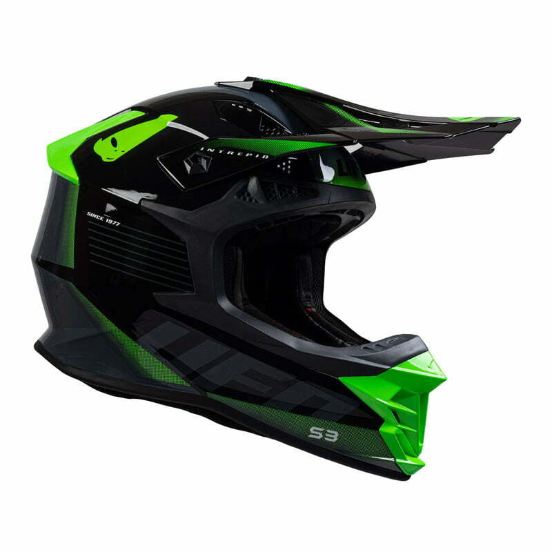 Casque de MC Cross MC intrépide noir / vert Ufo Cross MC