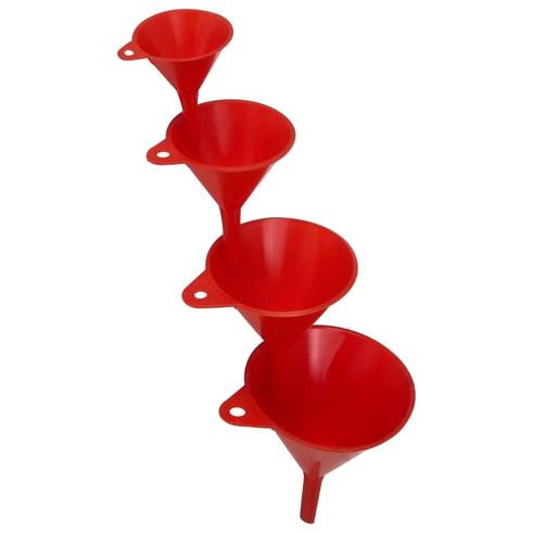 Ensemble d'entonnoir en plastique - 4 Split Red 60/80/100/120 mm