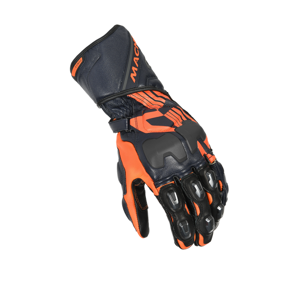 Gants de moto Macna, track Power Black / Orange / Bleu foncé