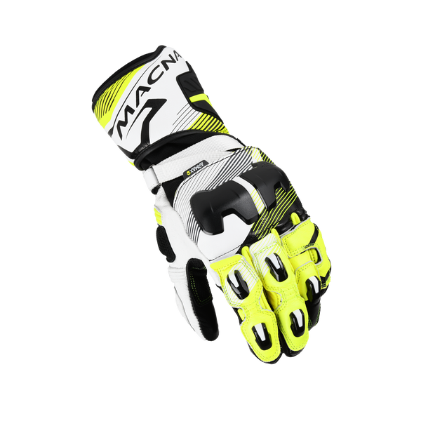Gants de moto Macna, track électrique 2.0 noir / fluo jaune / blanc