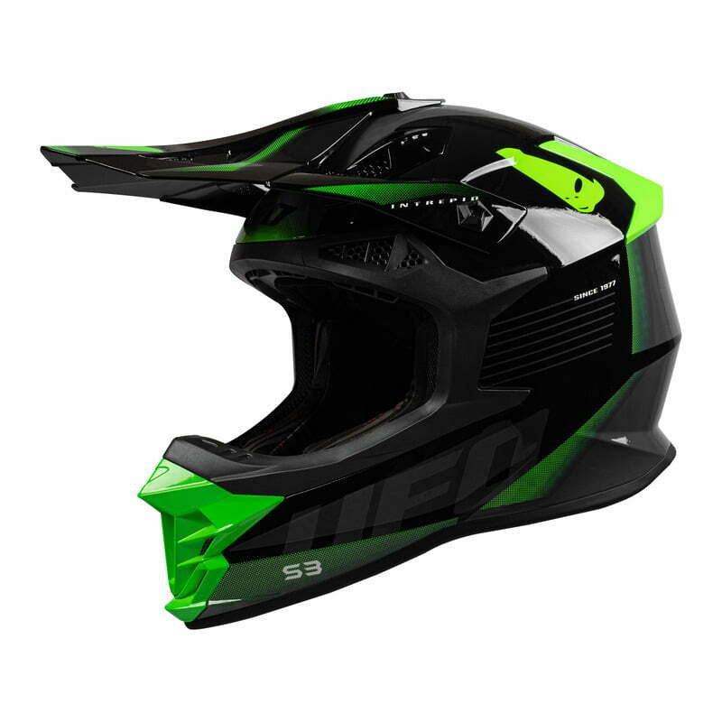 Casque de MC Cross MC intrépide noir / vert Ufo Cross MC