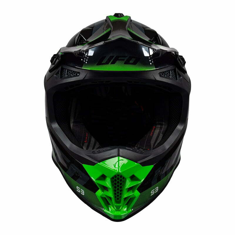 Casque de MC Cross MC intrépide noir / vert Ufo Cross MC