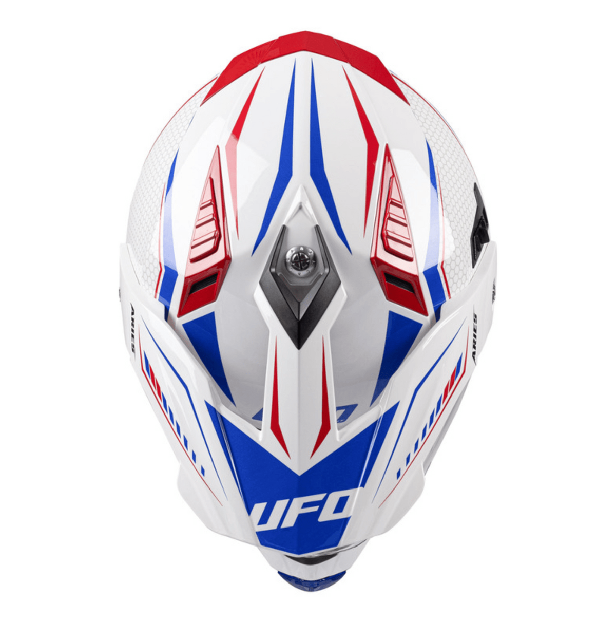 UFO Adventure MC Casque Aries Blanc / Bleu / Rouge