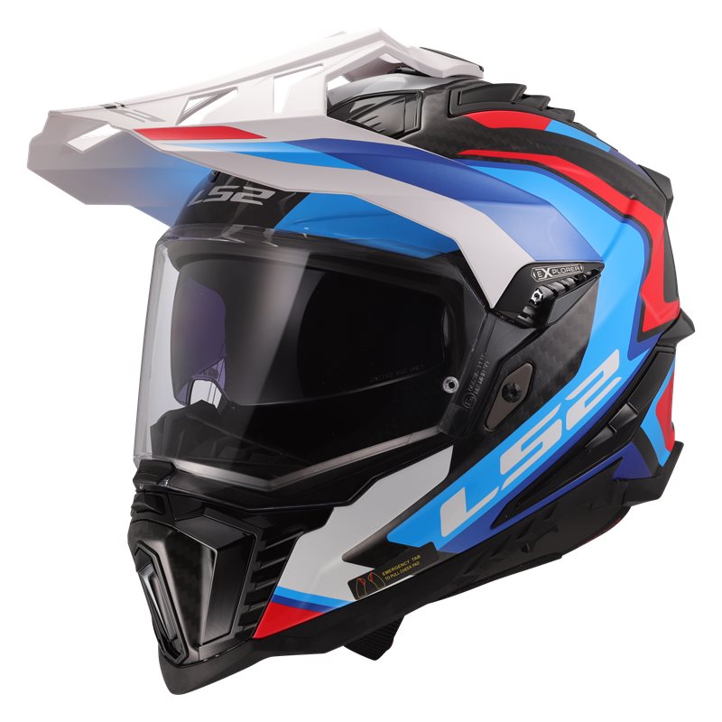 Casque ls2 mx701 explorateur carbone frontière bleu