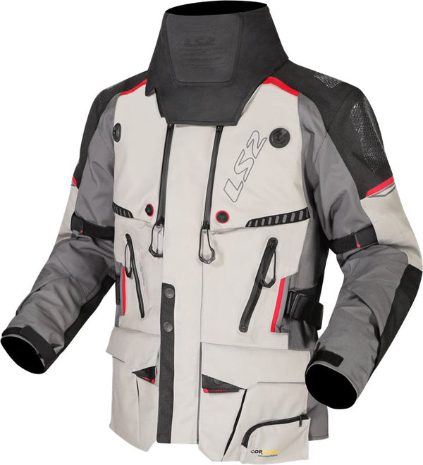 LS2 Textile MC Jacket Apollo Grey / Black / Red