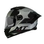 Sidovy av MT Helmets Thunder 4 SV Exo C2 MC-hjälm med stilren grafik, integrerat solvisir och avancerad säkerhetsteknik.