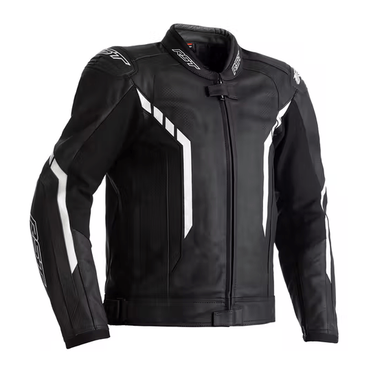 RST Axe de veste en cuir mc noir / blanc